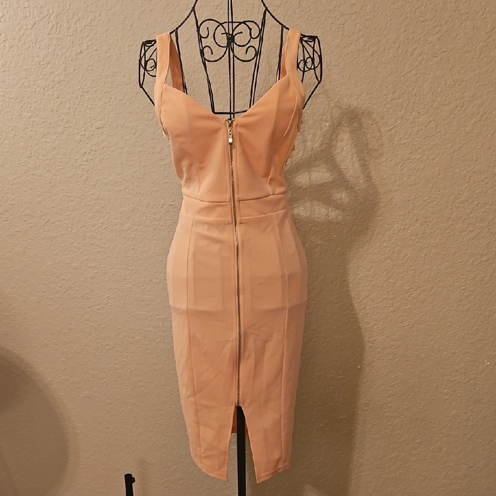 Elegant Peach Zipper Dress